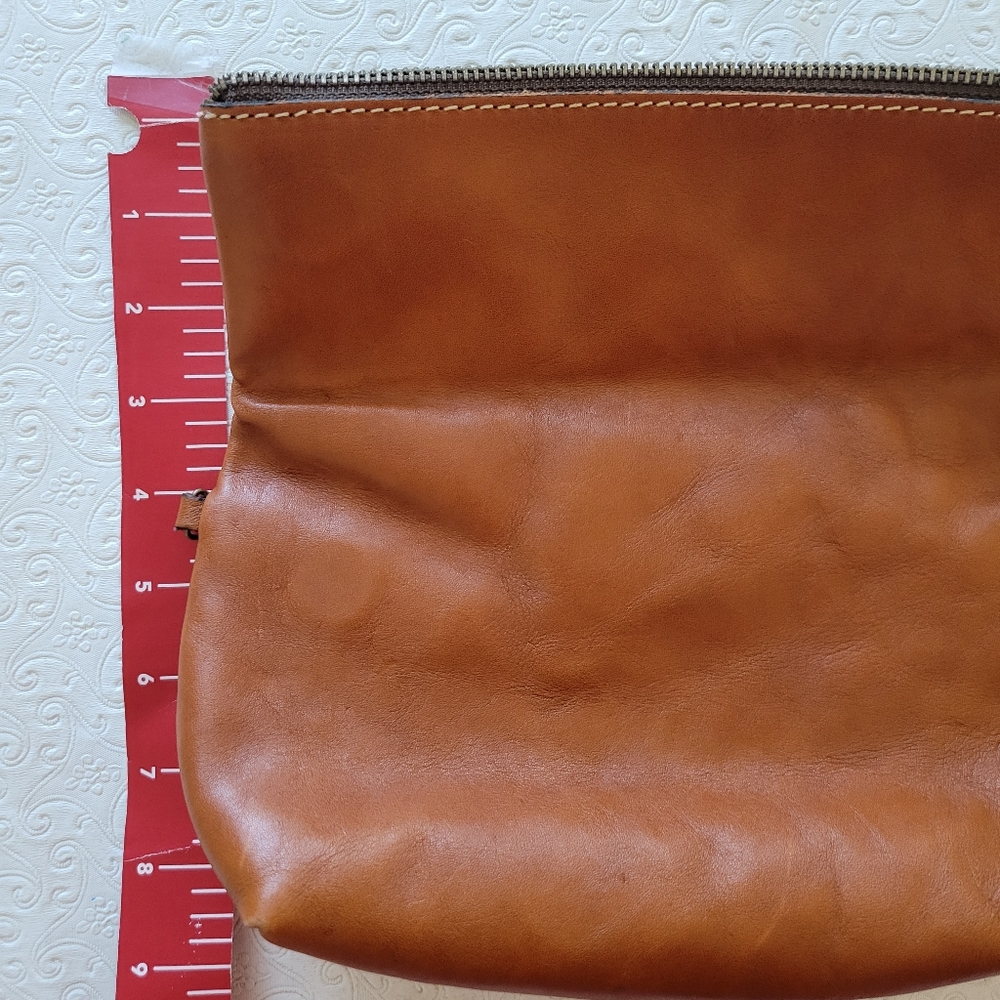 Patricia Nash tan / carmel brown Fold Over Leather Clutch Bag Purse - Picture 10 of 12